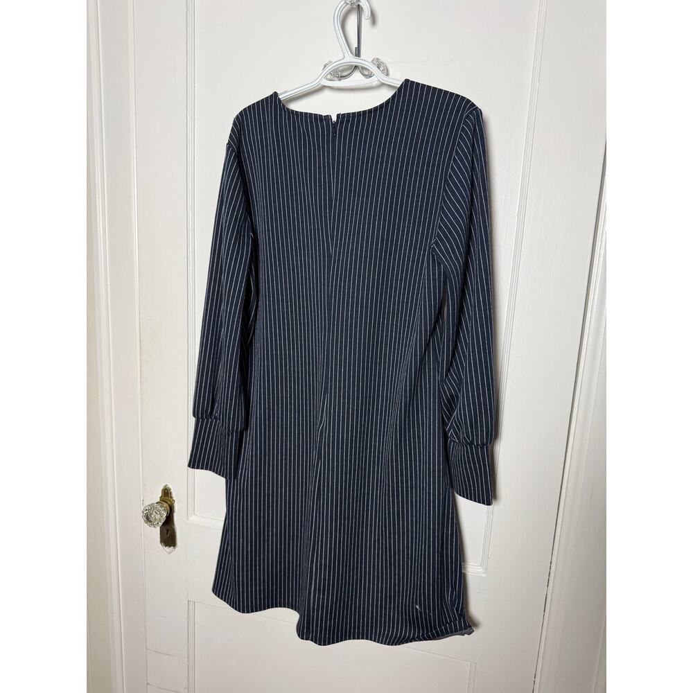 Ann Taylor Dress L Navy Pinstripe Long Sleeve A Line Career Work Office Preppy - Picture 7 of 8